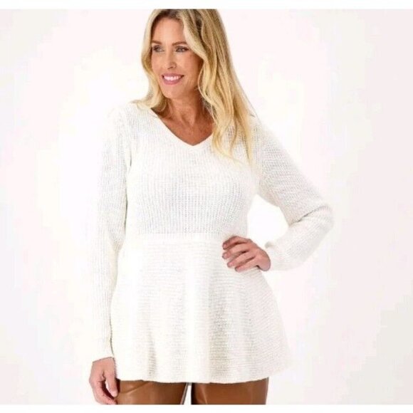 Girl With Durves Peplum Sweater Pearl White Small - Picture 1 of 1